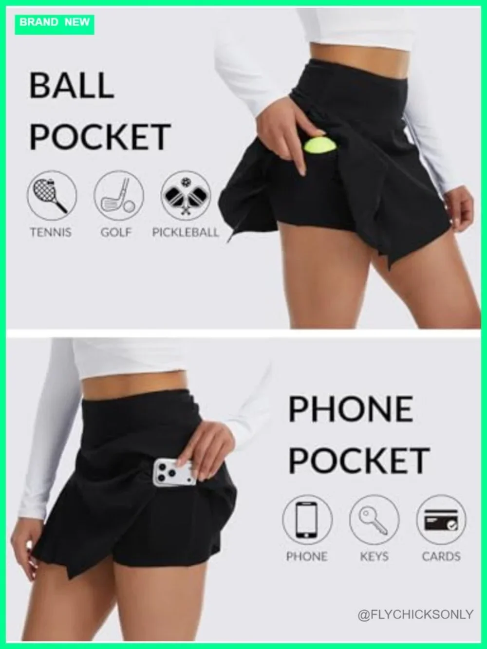 Side Pleated Tennis Skort with Built-in Shorts & Pockets